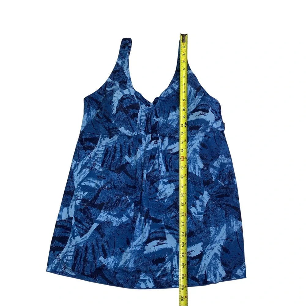 L.L.Bean Shaping Swimwear Tankini Top 18 Reg UPF 50+ Soft Drape Blue Multi NEW